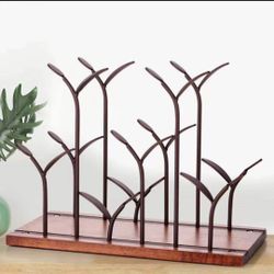 Iron Art Tree Wine Rack Ornamental Solid Wood Red Wine Bottle Holder Storage Barware Stand Convenience Home Decor Cafe Craft