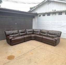 🚚 FREE DELIVERY Reclining Leather Couch Sofa Sectional – Dark Brown