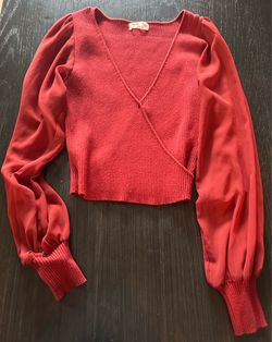 Urban Outfitters ribbed knit crop top with balloon sleeves size small