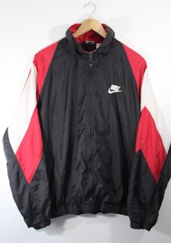 Passend vallei Grootste Vintage 90s Nike Air Big Swoosh Windbreaker jacket large red black white  for Sale in Huntington Beach, CA - OfferUp