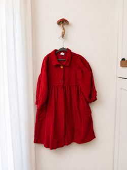 Vintage 90s Loo Nä San Francisco Red Corduroy Dress – Girls Large