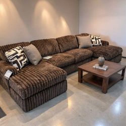 Midnight-Madness Chocolate 3-Piece Double Chaise Sectional