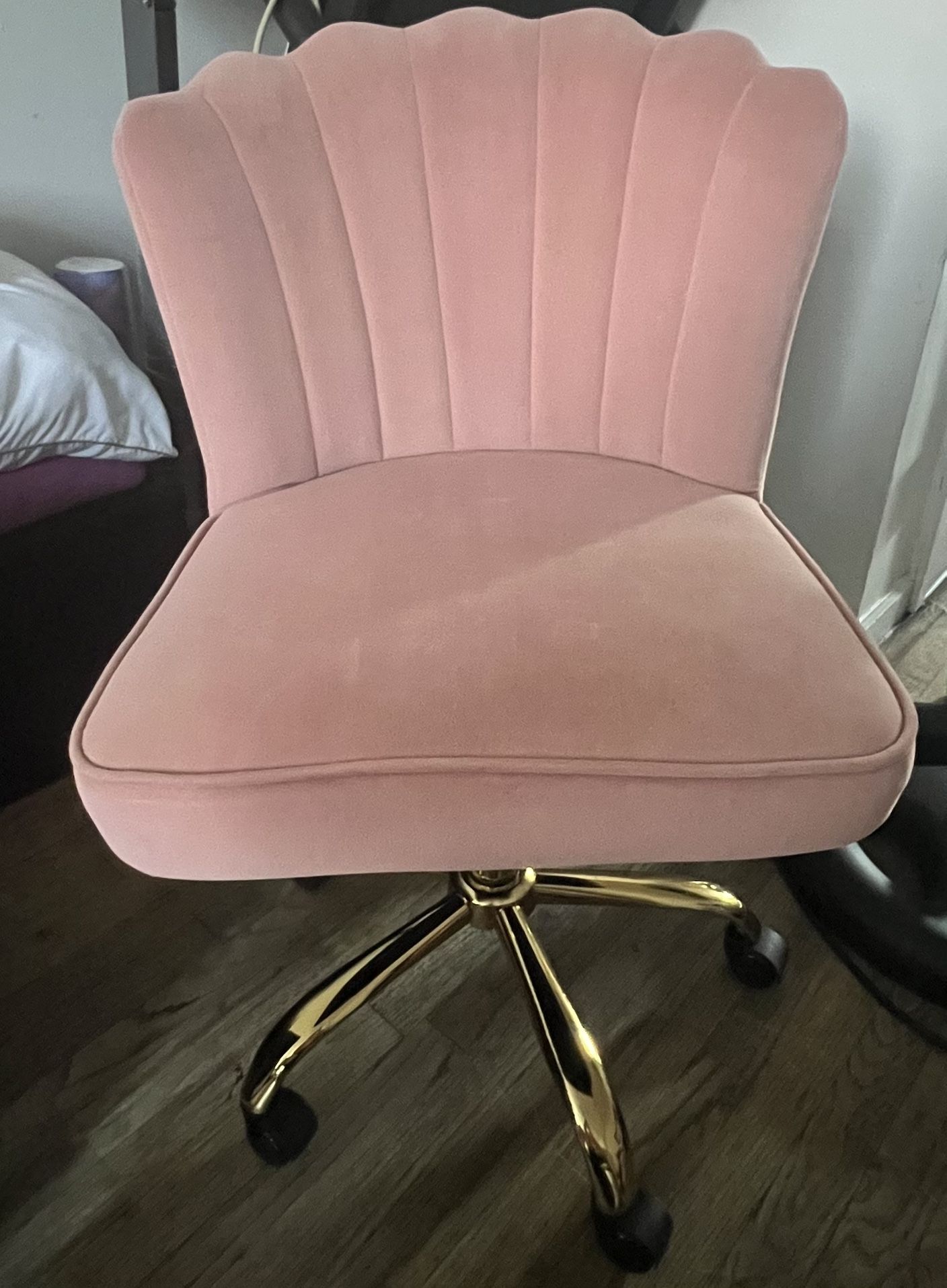 Pink Velvet Rolling Chair