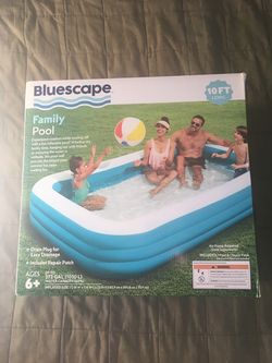 Bluescape Rectangular Family Inflatable Swimming Pool | 10 foot for Ages 6 and Up | New