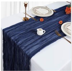 6pc navy blue cheesecloth runner