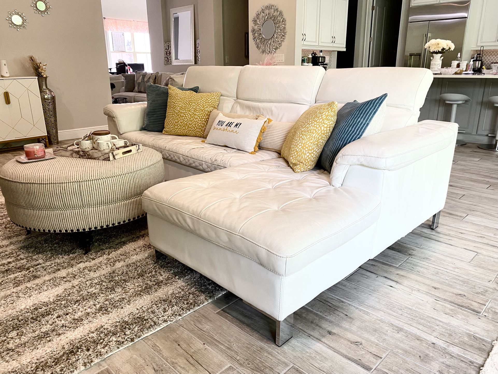 Leather Sectional Chaise