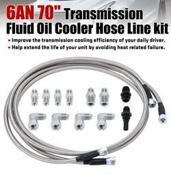 6AN 70" Transmission Fluid Oil Cooler Hose Line kit for GM Chevy Transmission