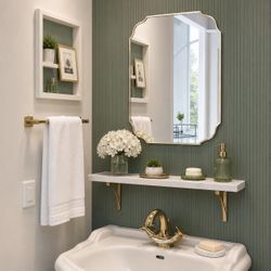 18 in. W x 24 in. H Frameless Irregular Bathroom Vanity Mirror