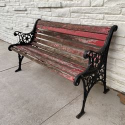 Vintage Cast Iron Park Bench 
