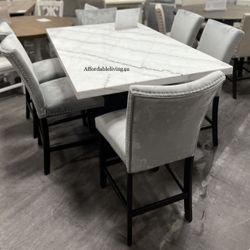 7 Pc Genuine Marble Dining Table Set Brand New In The Box