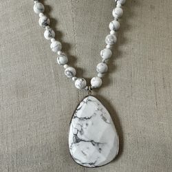 Jay King Sterling Silver White Howlite Beaded Necklace w/ pendant