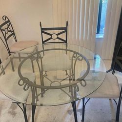 Round Dining Glass Kitchen Table & 4 Chairs

