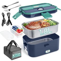 Livhil Electric Lunch Box Food Heater, Portable Food Warmer, Hot Lunch Warmer Heated Lunch Box for Adults, 60W 1.8L 12V-24V 110V 