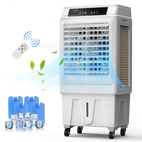 Evaporative Air Cooler, 3100 CFM, 135° Oscillating Swamp Cooler with Adjustable 3 Speeds and 12 H Timer, 9 Gal Portable Air Cooler for 950 Sq.ft, Indo