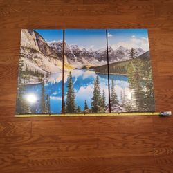 Large 3 Panel Wall Art Mountain Lake