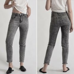 ONE TEASPOON Light Grey Acid Wash High Rise Raw Hem Society Legend Mom Jeans