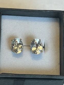 14 K Yellow Gold Genuine White Topaz Earrings W/ Paperwork 