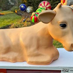 Empire, Christmas Nativity Holiday Yard Decoration, Lighted Large Cow Blow Mold, Indoor and Outdoor, Retired, Hard to Find, Excellent Condition.