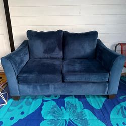 Blue Velvet Loveseat Sofa
