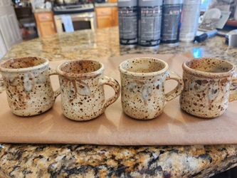 Four pottery Espresso mugs