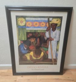 The Flowered Canoe by Diego Rivera Framed Exhibition Vtg Poster 35x27