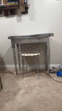 Silver Make Up Table