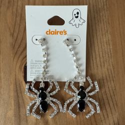 Halloween Spider Dangle Earrings for Women, Cubic Zirconia Drop Long Earring Halloween Party Jewelry Gifts 