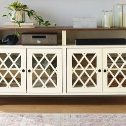 Better Homes 2 Gardens Trellis TV Stand for TVs up to 65", lvory/Walnut