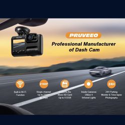 PRUVEEO Professional Dash Cam 2 Cameras With Independent Rotating Angles For 2 Camera Angles 