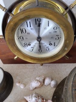 Clock...Ships Brass On Stand