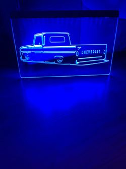 CHEVROLET LOW TRUCK LED NEON BLUE LIGHT SIGN 8x12