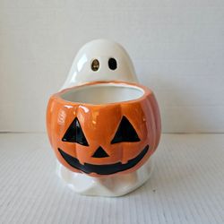 Ghost & Pumpkin Halloween Ceramic Bowl NEW