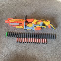NERF N-STRIKE VULCAN  EBF - 25 DART GUN AMMO BELT AND BULLETS