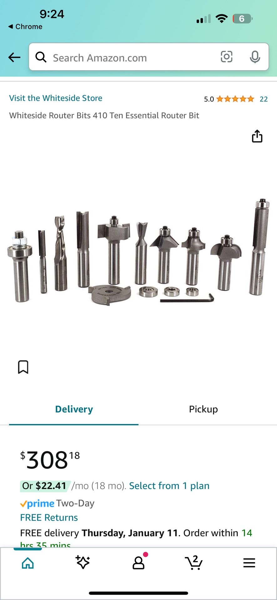 $225Whiteside Router Bit Set #410 10 pc NEW cost$308