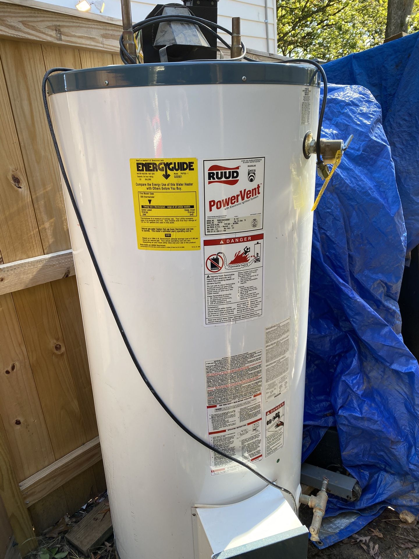 Natural gas water heater 75 gallons like new to big for my house