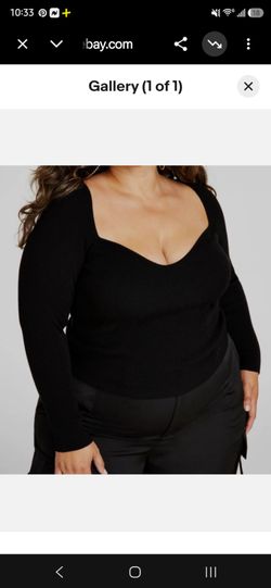 Nina Parker Womens Plus Ribbed Sweetheart Pullover Sweater Black Size 3X