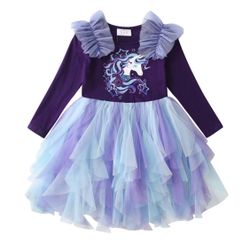 New Girl's Tutu Party Dress Unicorn- 5-6Y