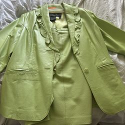 Real Leather Women Jacket and Skirt Set