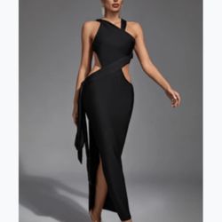 🖤 NEW w/ Tags – Freya Black Irregular Bandage Maxi Dress (Small) 🖤