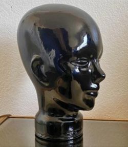 Vtg Black Glass Manequin Head