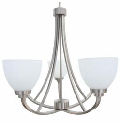 Hastings 3-Light Brushed Steel Chandelier with White Glass Shades - $35
