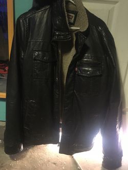Levi’s Black Leather Jacket XL