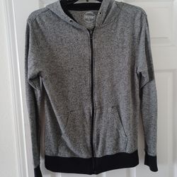 Gray & Black Zip-up Hoodie Jacket - Men's Large