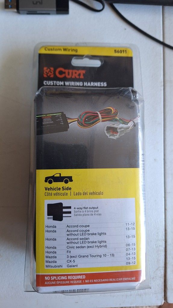 CURT 56011 4-Pin Trailer Wiring Harness Fits Civic Accord Mazda 3 CX5