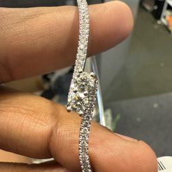 14KT White Gold Bangle W/ Natural Diamonds 39747-1 