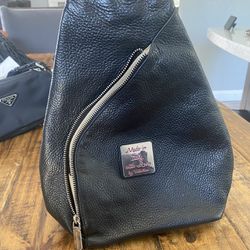 Black Leather Valentina Crossbody Bag/Backpack