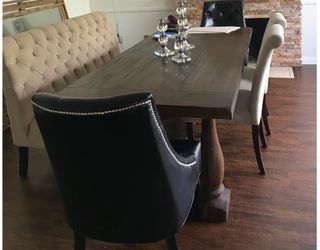 Wood table and sofa