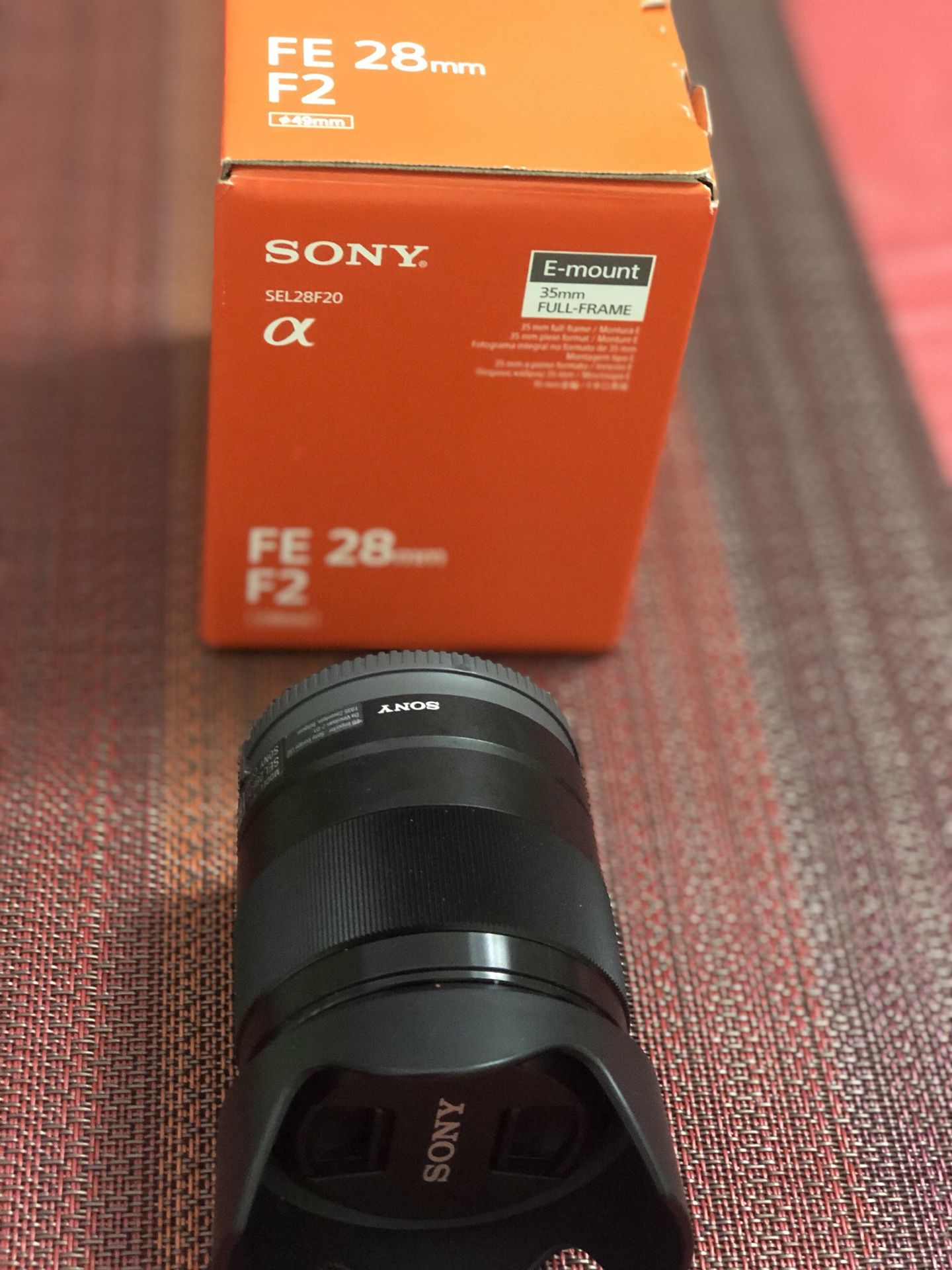 Sony 28mm f/2 camera lens