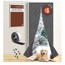 Insulated Magnetic Door Curtain for Winter, Thermal Door Cover with Triple-Layer Oxford Fabric, Windproof Cold Draft Blocker, Energy Saving Waterproof