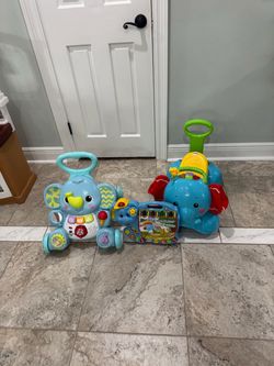 Toddler or baby ELEPHANT ride car, holder and tablet.